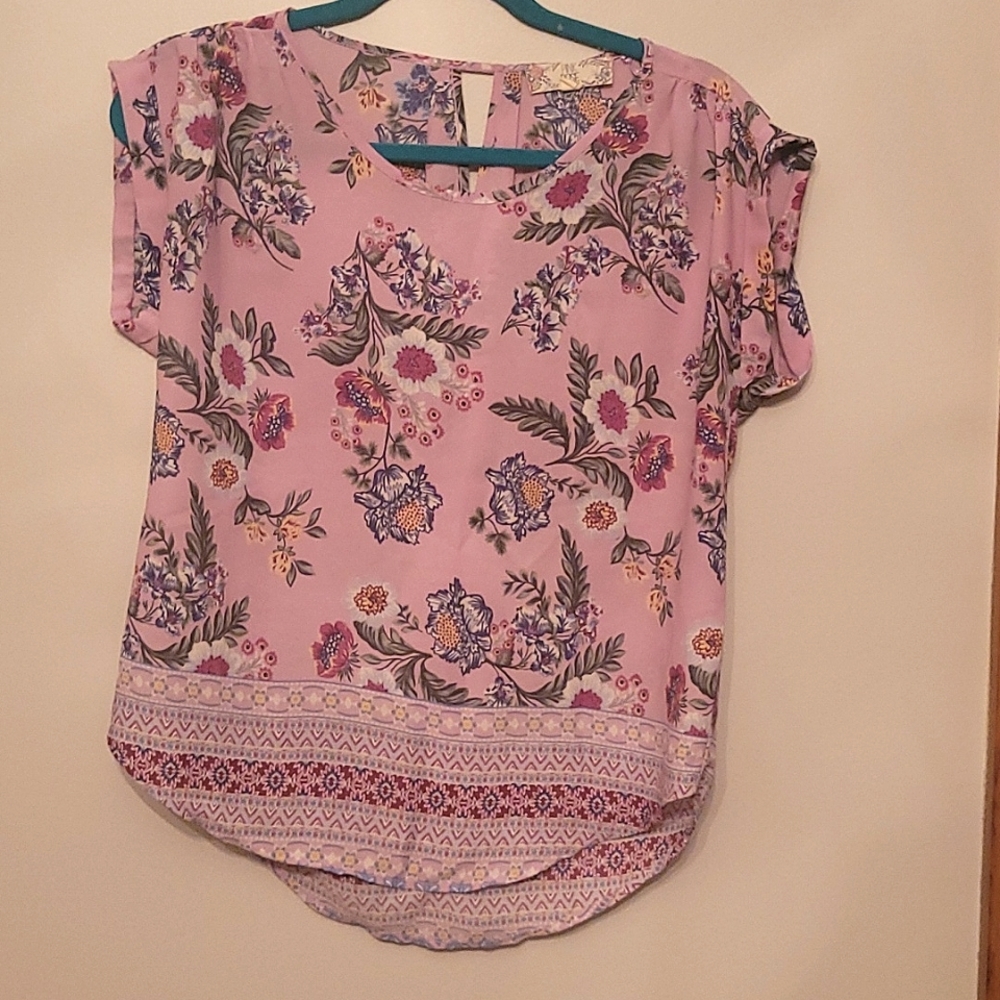 Pink rose floral small top